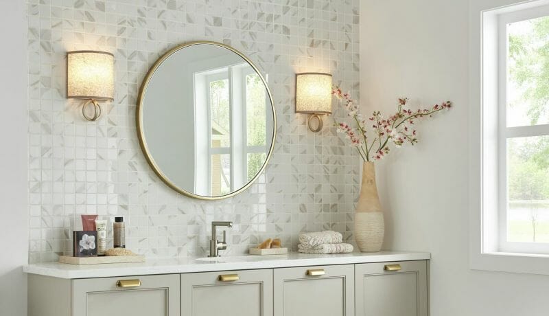 How to Pick a Bathroom Vanity | Single Sink, 4 Cabinet, 2 Sconces | jakandb.com