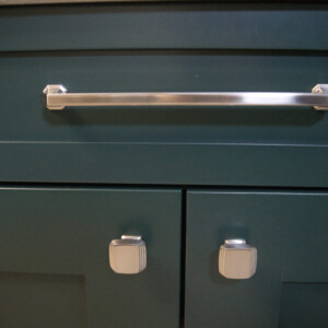 Bottle Green cabinetry with Brushed Nickel Hardware