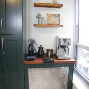Mahogany Countertop with Custom Heater Cabinet