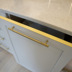 Metal Drip Edge in Satin Brass - Trash/Recycling